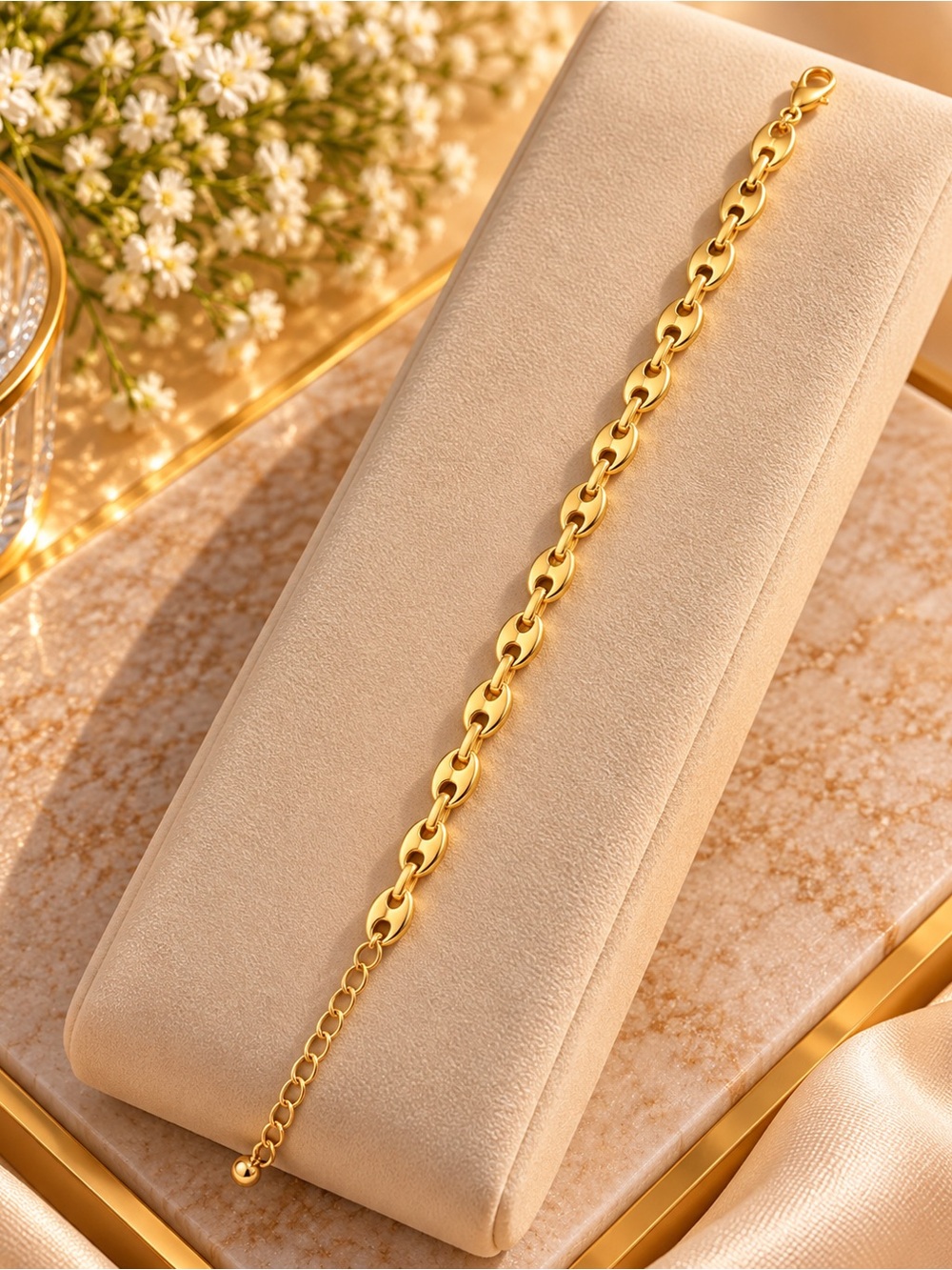 14K Gold Filled Mariner Link Bracelet 8-10” Adjustable Extension Chain